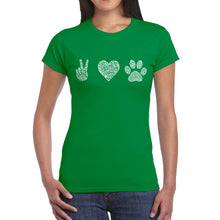 Load image into Gallery viewer, Peace Love Dogs  - Women&#39;s Word Art T-Shirt