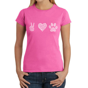 Peace Love Dogs  - Women's Word Art T-Shirt