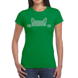 Peeking Cat - Women's Word Art T-Shirt