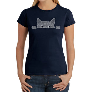 Peeking Cat - Women's Word Art T-Shirt
