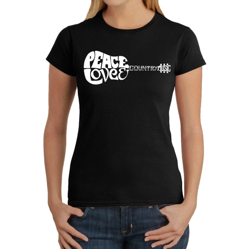 Peace Love Country  - Women's Word Art T-Shirt