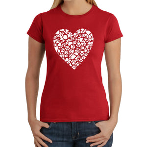 Paw Prints Heart  - Women's Word Art T-Shirt