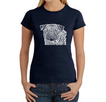 Load image into Gallery viewer, Pug Face - Women&#39;s Word Art T-Shirt