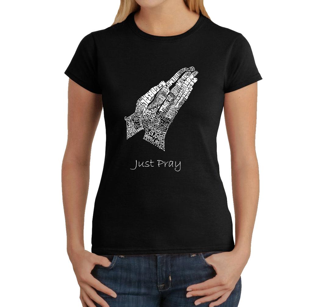Prayer Hands -  Women's Word Art T-Shirt
