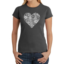 Load image into Gallery viewer, Heart Flowers  - Women&#39;s Word Art T-Shirt