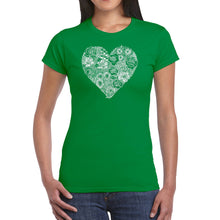 Load image into Gallery viewer, Heart Flowers  - Women&#39;s Word Art T-Shirt