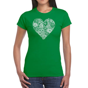 Heart Flowers  - Women's Word Art T-Shirt