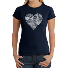 Load image into Gallery viewer, Heart Flowers  - Women&#39;s Word Art T-Shirt