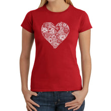 Load image into Gallery viewer, Heart Flowers  - Women&#39;s Word Art T-Shirt