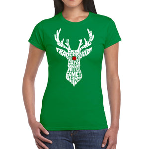 Santa's Reindeer  - Women's Word Art T-Shirt