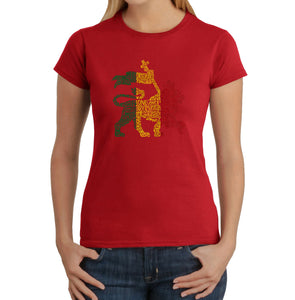 One Love Rasta Lion - Women's Word Art T-Shirt