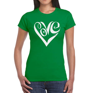 Script Love Heart  - Women's Word Art T-Shirt
