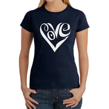Load image into Gallery viewer, Script Love Heart  - Women&#39;s Word Art T-Shirt