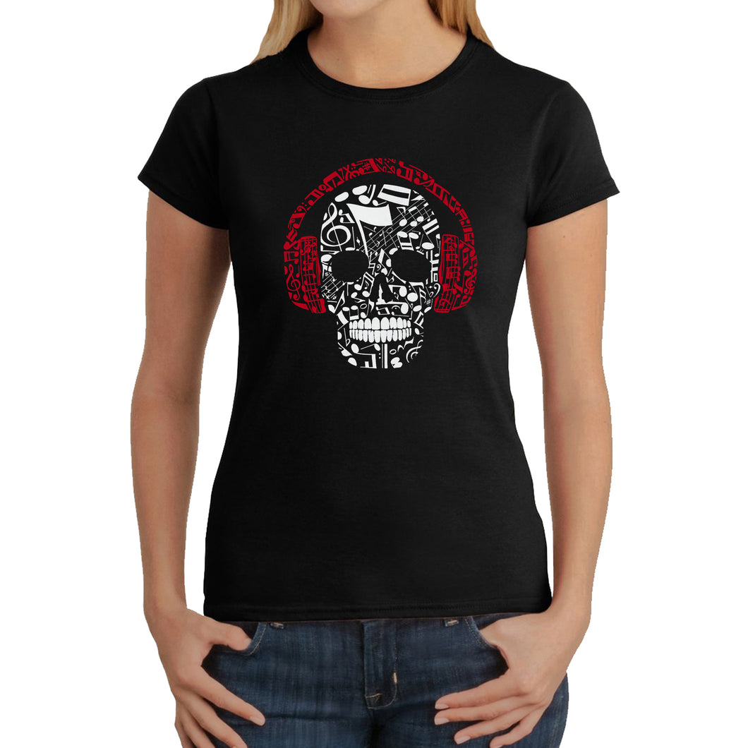 Music Notes Skull  - Women's Word Art T-Shirt