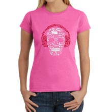 Load image into Gallery viewer, Music Notes Skull  - Women&#39;s Word Art T-Shirt