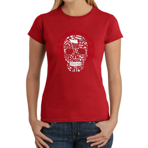 Music Notes Skull  - Women's Word Art T-Shirt