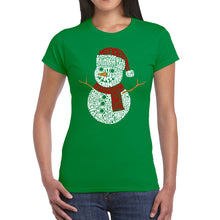 Load image into Gallery viewer, Christmas Snowman - Women&#39;s Word Art T-Shirt