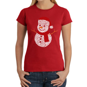 Christmas Snowman - Women's Word Art T-Shirt