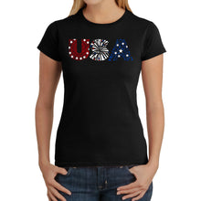 Load image into Gallery viewer, USA Fireworks - Women&#39;s Word Art T-Shirt