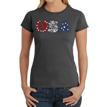 Load image into Gallery viewer, USA Fireworks - Women&#39;s Word Art T-Shirt