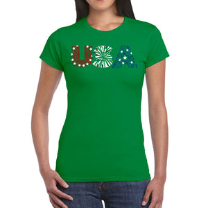 USA Fireworks - Women's Word Art T-Shirt