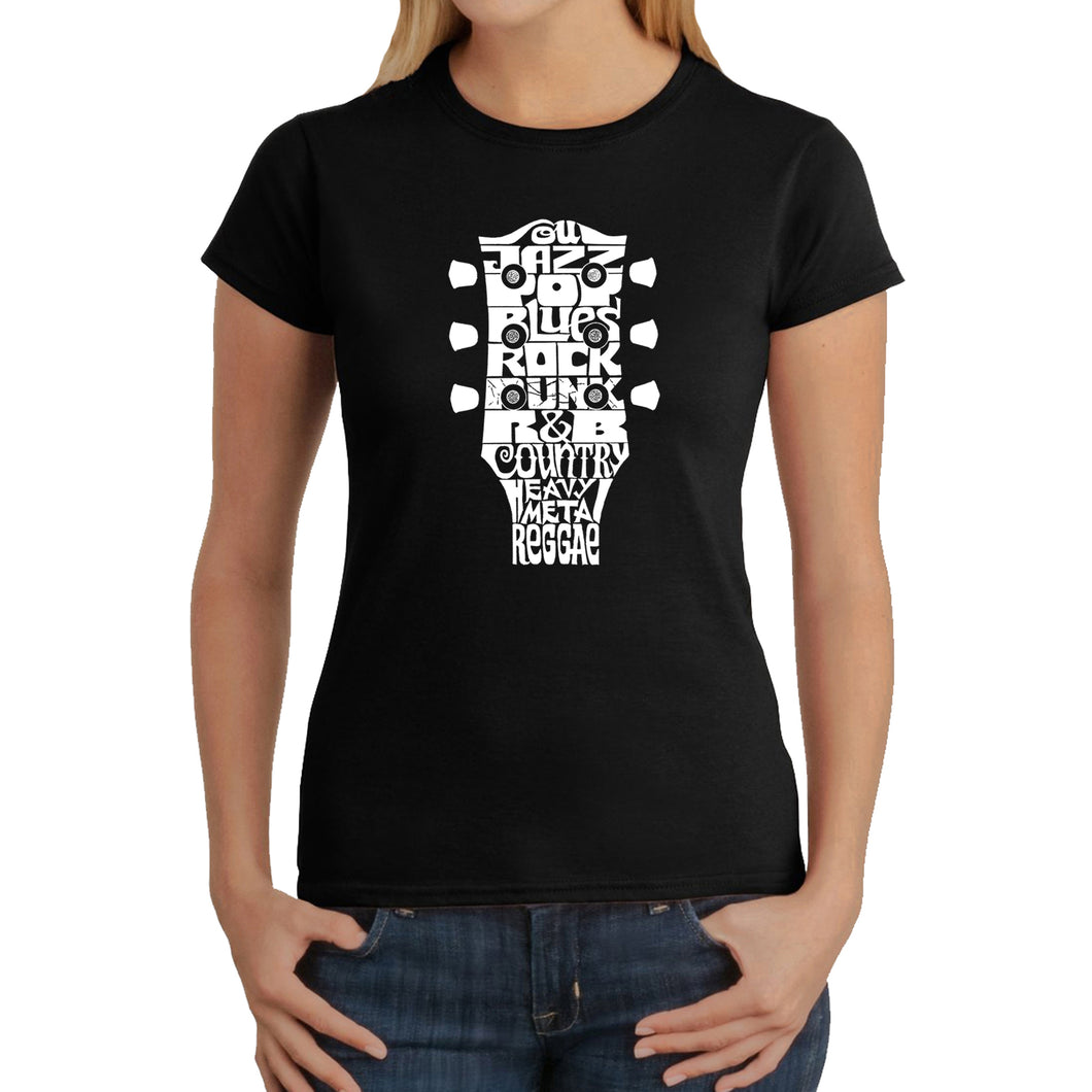 Guitar Head Music Genres  - Women's Word Art T-Shirt