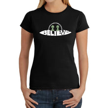 Load image into Gallery viewer, Believe UFO - Women&#39;s Word Art T-Shirt
