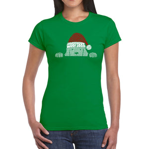 Christmas Peeking Dog - Women's Word Art T-Shirt