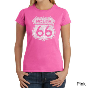 CITIES ALONG THE LEGENDARY ROUTE 66 - Women's Word Art T-Shirt