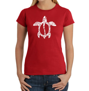 Hawaiian Islands Honu Turtle  - Women's Word Art T-Shirt
