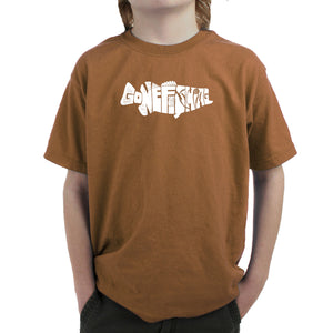 Bass Gone Fishing - Boy's Word Art T-Shirt