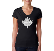 Load image into Gallery viewer, CANADIAN NATIONAL ANTHEM - Women&#39;s Word Art V-Neck T-Shirt