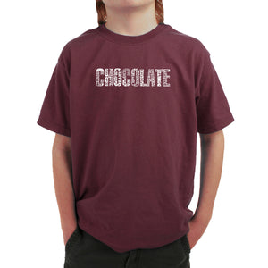 Different foods made with chocolate - Boy's Word Art T-Shirt