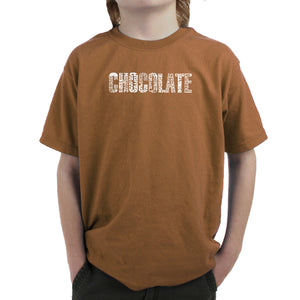 Different foods made with chocolate - Boy's Word Art T-Shirt
