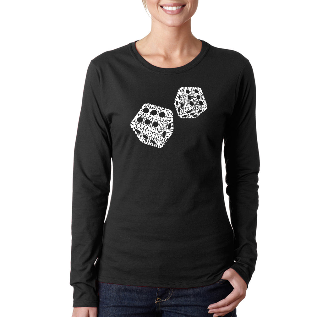 DIFFERENT ROLLS THROWN IN THE GAME OF CRAPS - Women's Word Art Long Sleeve T-Shirt