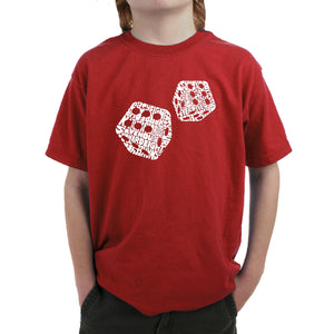 DIFFERENT ROLLS THROWN IN THE GAME OF CRAPS - Boy's Word Art T-Shirt
