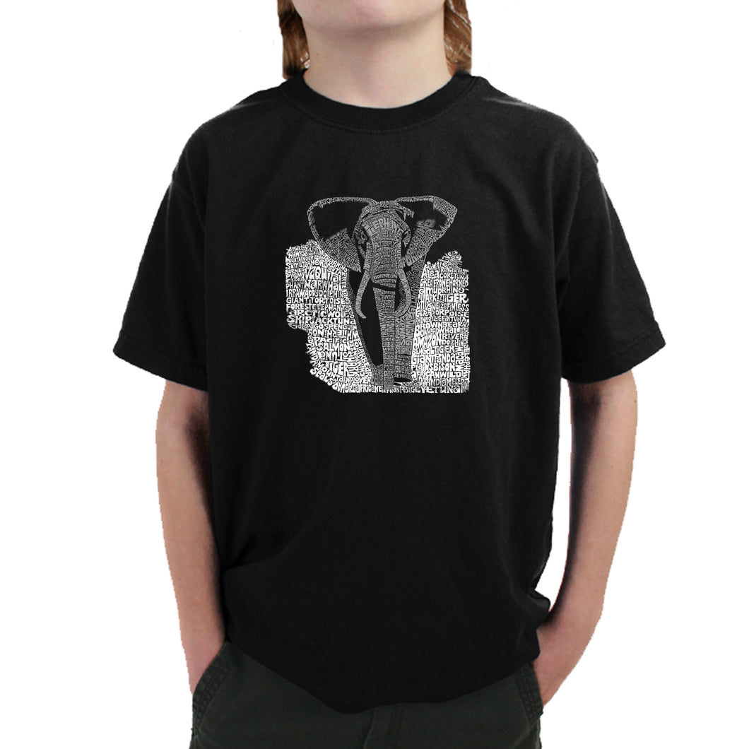 ELEPHANT - Boy's Word Art T-Shirt