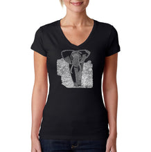Load image into Gallery viewer, ELEPHANT - Women&#39;s Word Art V-Neck T-Shirt
