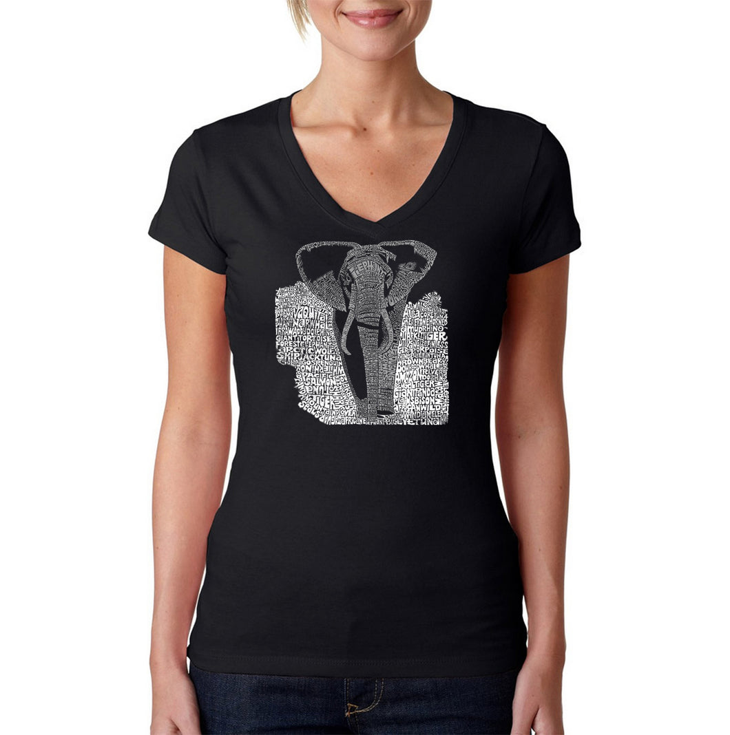 ELEPHANT - Women's Word Art V-Neck T-Shirt