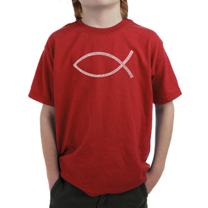 JESUS FISH - Boy's Word Art T-Shirt
