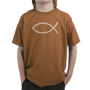 JESUS FISH - Boy's Word Art T-Shirt