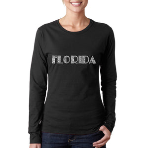 POPULAR CITIES IN FLORIDA - Women's Word Art Long Sleeve T-Shirt