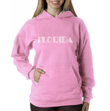 Load image into Gallery viewer, POPULAR CITIES IN FLORIDA - Women&#39;s Word Art Hooded Sweatshirt