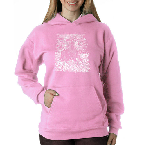 POPULAR HORSE BREEDS - Women's Word Art Hooded Sweatshirt