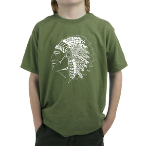 POPULAR NATIVE AMERICAN INDIAN TRIBES - Boy's Word Art T-Shirt