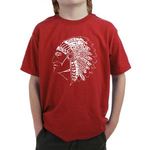 POPULAR NATIVE AMERICAN INDIAN TRIBES - Boy's Word Art T-Shirt