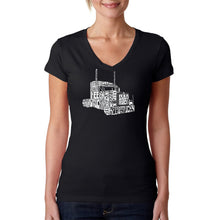 Load image into Gallery viewer, KEEP ON TRUCKIN&#39; - Women&#39;s Word Art V-Neck T-Shirt