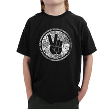 Load image into Gallery viewer, MAKE LOVE NOT WAR - Boy&#39;s Word Art T-Shirt