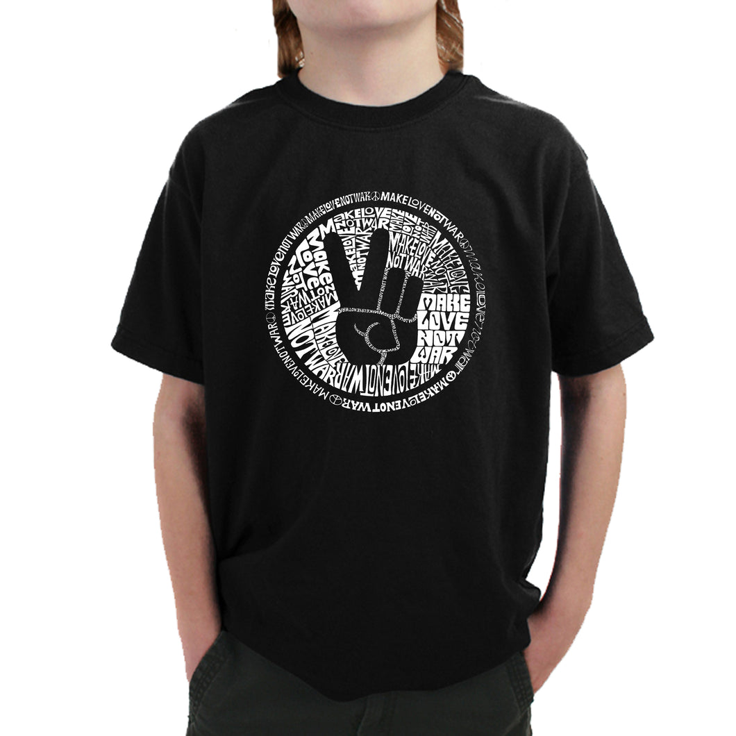 MAKE LOVE NOT WAR - Boy's Word Art T-Shirt