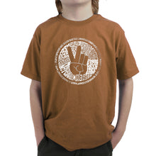 Load image into Gallery viewer, MAKE LOVE NOT WAR - Boy&#39;s Word Art T-Shirt